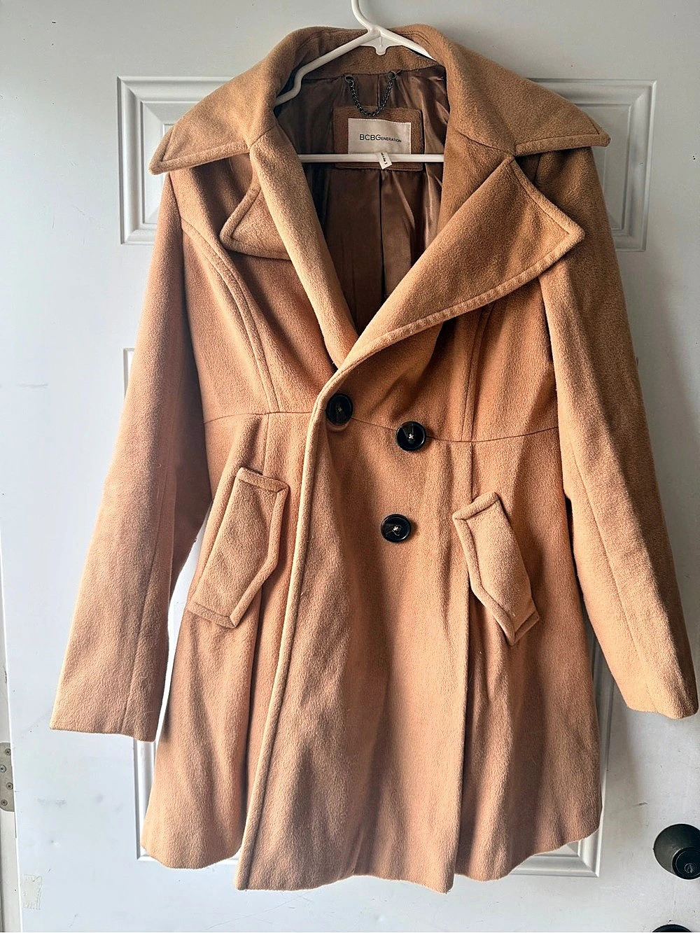 BCBG Generation Double-Breasted Coat in Brown Size Medium